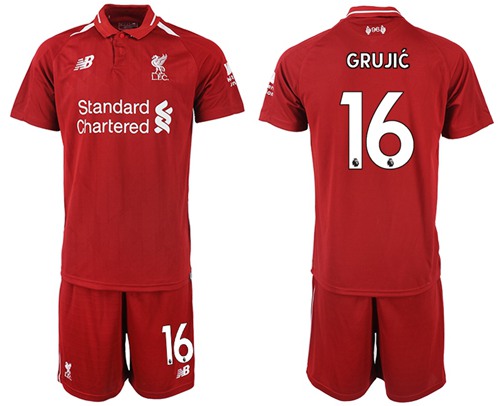 Liverpool #16 Grujic Red Home Soccer Club Jersey
